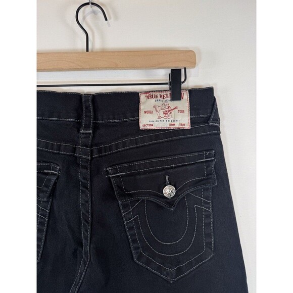 True Religion Men Jeans Black Ricky Relaxed Straight Flap Pocket Dark Wash 34x27 - Picture 13 of 15